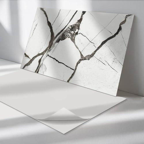 Panneaux en Vinyle 60x30 cm PVC Rectangulaire Multipak Installation Rapide Vinyle Gareage Imperméable Design Fixation Murale Autocollant - Modèle de marbre avec des veines