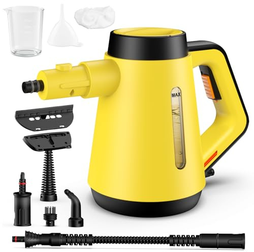Fippesax Handheld Steam Cleaner, 400ml Pressurized Multi-Purpose Steam Cleaner with 9pcs Accessories,Chemical Free Steam Cleaners for Home Use,Cleaning Floor,Tile,Windows,Couch,Grout (Yellow)