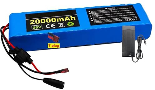 36V 10S3P 20Ah Li-Ionen-Akkupack Elektroroller-Batterie Wiederaufladbarer Li-Ionen-Akku Für Elektrisches Selbstbalancierendes Scooter-Hoverboard-Einrad Mit 36V 2A Ladegerät T Plug,36V 20Ah