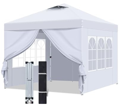 FANPAT Pop up Pavillon 3x3 – One-Touch Aufbau – Alleine & ohne Werkzeug – Faltpavillon mit 4 Seitenwänden – Wasserdicht 210D Oxford UV50+ – Ideal für Markt, Hochzeiten & Garten – Schwarz