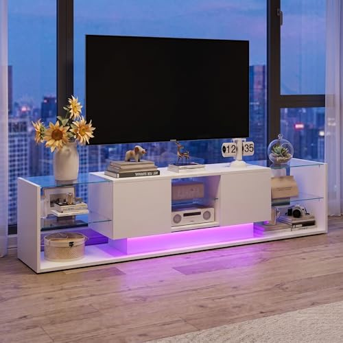 FOERPL - Mueble para TV LED, 200 cm, mesa de almacenamiento y televisión, salón con banco de TV