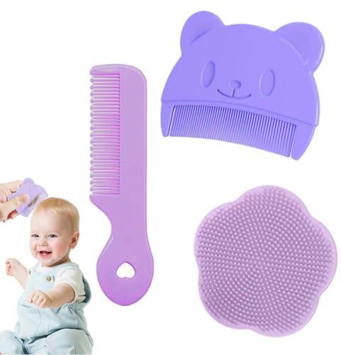 Peigne Bebe Croute de Lait, 3 Pièces Peigne pour Bébé, Brosse à Cheveux pour Bébé, Peigne pour Bébé Brosse de bain pour bébé, Pour Bébé et Nouveaux Nés