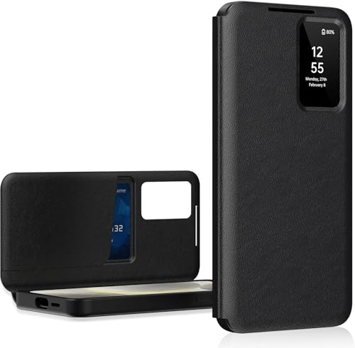für Samsung Galaxy S23 Ultra Smart Clear View Hülle, Wallet Smartphone Case, für Samsung S23 Ultra 5G Handyhülle S View, Spiegel Flip, Sichtfenster, Smart View, Kartenfach Cover