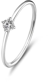 Stfery Ringe 9 Karat Weißgold Damen, Diamantring Echt Gold Au375 Gr.47