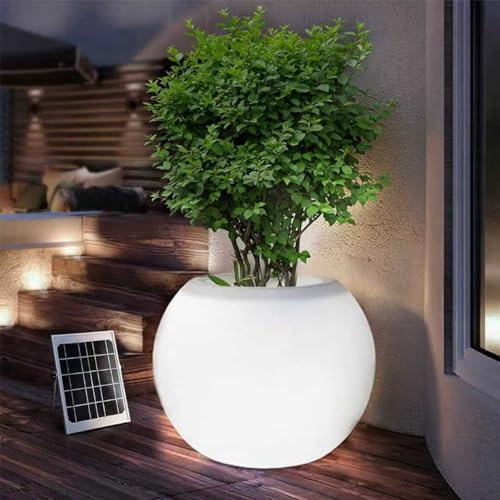 Planter with Light, Fllower Pot Solar with Remote Control, Lighted Planter Boxes for Lawn, Garden, Patio, Park, Perfect for Outdoor Decor