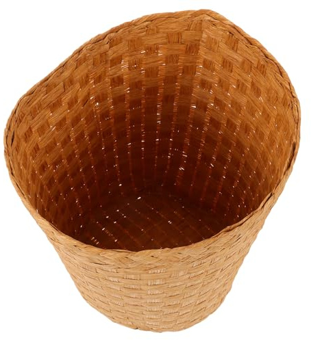 Veemoon Corbeille à Papier en Bambou Tressé Naturelle Panier de Rangement Polyvalent pour Bureau et Chambre Corbeille Écologique Originale Couleur Bois Panier Tissé Pratique et