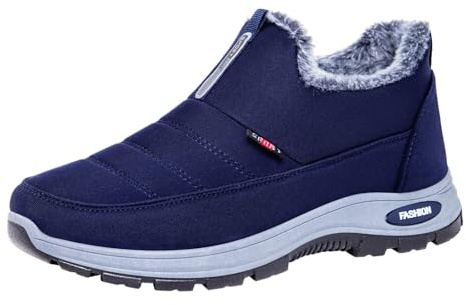 Generisch Ankle Boots Women's Winter Boots Men's Hiking Boots Unisex Snow Boots Fleece Lined Winter Boots Thick Sole Boots Slip On Winter Shoes Non-Slip Short Shaft Slip On Boots, blue, 8 UK
