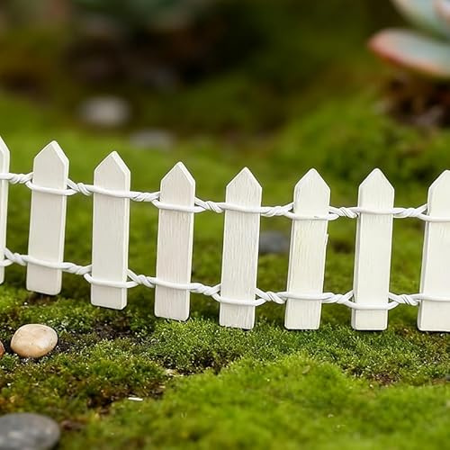Dunkelbraun Miniatur-Gartenzaun HolzzaunFlexibler Miniatur-Zaun, Miniatur Zaun Gartenzaun Holz, verwendet für Miniaturlandschaft Puppenhaus Blumentopf Fee Gartendekoration (Weiß)