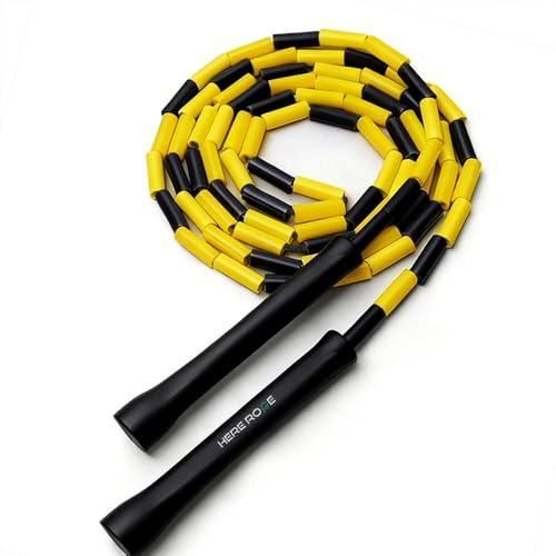 HEREROPE Cuerda de saltar ajustable de 3,1 m, asas irrompibles, perlas resistentes a las roturas, sin enredos, ideal para ritmo, control, cardio y fitness