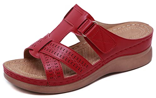 SMajong Sandales Femme été Mode Mules Femmes Compensées Chaussons Confortable Bout Ouvert Plateforme Pantoufles Chaussures de Plage