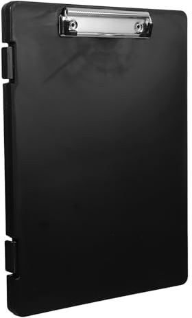 FOMIYES Presse-papiers de Bureau Robuste avec Boîte de Rangement Intégrée, Format A4, Couleur Noire, Porte-documents Multifonction pour Organisation de Documents et Feuilles Volantes,