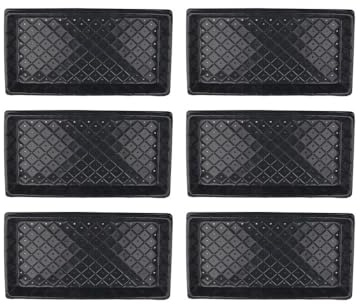 Homeponnew Set di 6 vassoi per germinazione delle piante per giardinaggio – Vassoio in PP con fori di drenaggio opzionali, 54,5 x 28,5 cm, nero (con fori)