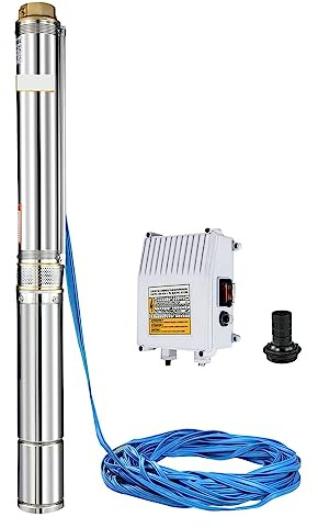 Deep Well Pump Submersible Water Pump Borehole Pump with 40m Cable, 1.5HP Performance, 4 Inch Design for Efficient Water Extraction