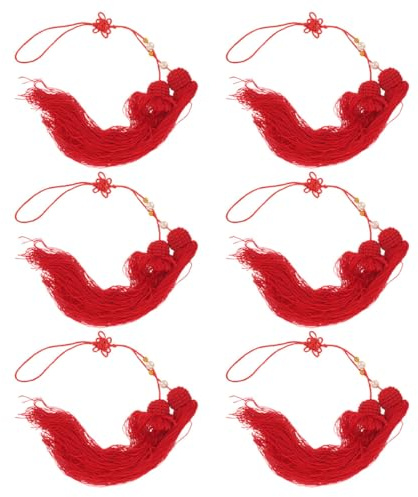 TOKIDNY Borlas Decorativas para Espada de Tai Chi, 6 Piezas Rojas de Tela, Colgantes de Borla para Entrenamiento y Competición de Artes Marciales, Adornos Resistentes y Vibrantes