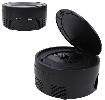 Jectse Proiettore DVD con Lettore DVD Integrato, Proiettore Home Theater Portatile HD 1080P, Obiettivo a Fuoco Corto per Schermo da 20 a 100 Pollici, con Doppi Altoparlanti Stereo, (Spina europea)