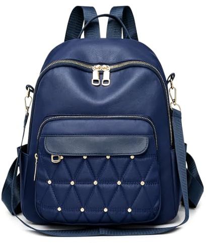 Kvinnors lätta vadderade Nylon ryggsäck, 3-vägs Convertible Casual Daypack axelvaska ryggsäck,Blue