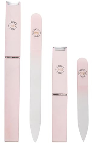 Malva Belle Mini och Maxi glasnagelfilar med etui, dubbelsidiga av 3mm härdat glas för manikyr och pedikyr av naturliga naglar - Pastellrosa