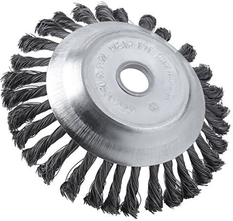 KinshopS Brosses en acier Brosse métallique douce 25.4 x 200mm brosse cône désherbant brosse débroussailleuse brosse à mauvaises herbes professionnel, brosse à mauvaises herbes