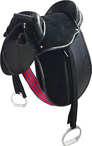 Cwell Equine Sella per Bambini con staffe, sottopancia e Cinghie (30,5 cm, Nero)