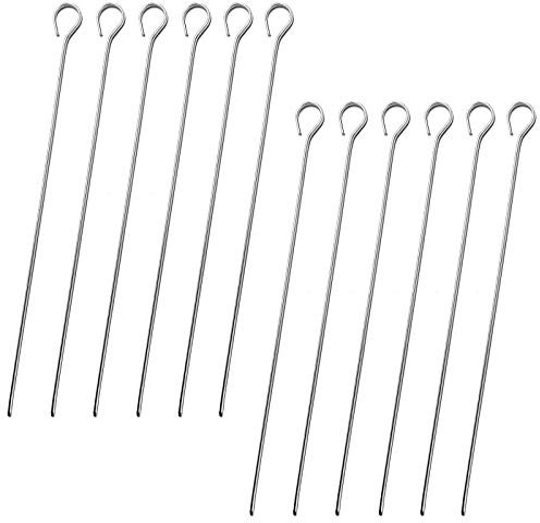 HAC24 12er Set BBQ-Spieße 28cm Edelstahl Grillspieße Schaschlikspieße Fleischspieße Gemüsespieße Grill Spieß Schaschlik Universalspieß