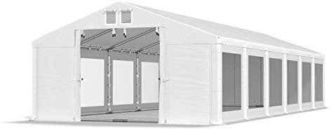 Das Company Tenda per Feste bianco 6x12m Finestre Trasparenti Impermeabile 580 g/m2 PVC Costruzione Summer Floor sul Fondo
