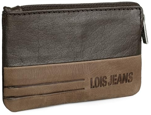 Lois - Porte-Monnaie Homme, Porte-Monnaie Homme Cuir Compact RFID pour Usage Quotidien, Petit Porte-Monnaie en Cuir Au Design Fonctionnel pour Pièces Et Essentiels, Marron foncé-Marron
