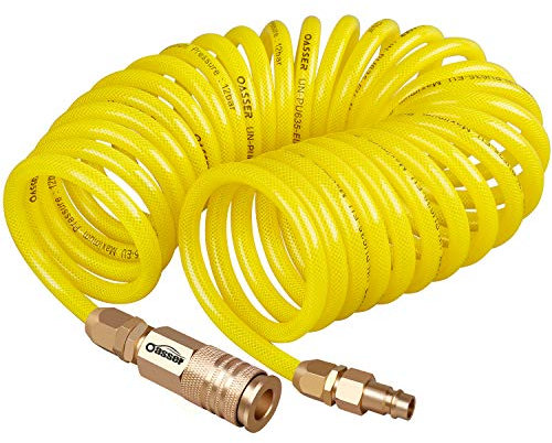 Oasser tubo in Poliuretano flessibile per aria compressa a spirale per pressione per compressore 7.6M 12 bar, Giallo