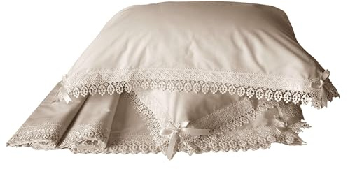 RICAMI FIORENTINI BALDI Completo letto “Giglio” cotone 100% con pizzo macramè. Lenzuolo sopra + sotto angoli + federe con 3 volant e pizzo. Prodotto artigianale toscano (una piazza e mezzo francese)