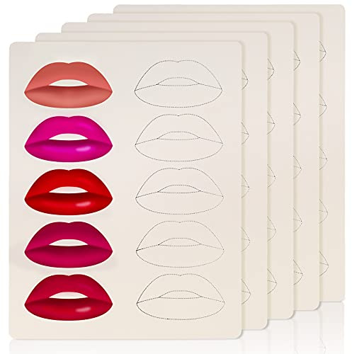 Maitys 5 Sheets Lip Tattoo Practice Skin Lip Blushing Practice Skin for Machine Supplies Makeup(Black)