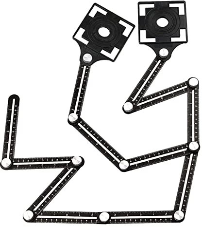 hifrom Righello di Misurazione Multi Angolo, Strumento a 12 Lati in Lega di Alluminio, Righello Multifunzione Perforatore per Piastrelle per Costruttori, Falegnami, Piastrelle, Artigiani