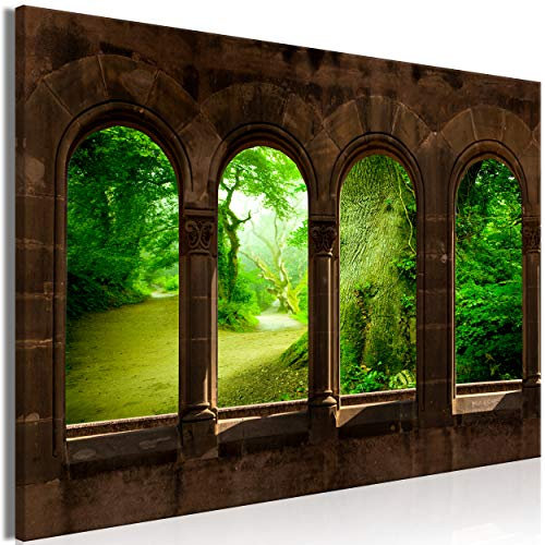 decomonkey Akustikbild Wald Natur 120x80 cm 1 Teilig Leinwand Modern Bilder Wandbilder XXL Schallschlucker Schallschutz Akustikdämmung Wandbild Deko Leise Fensterblick