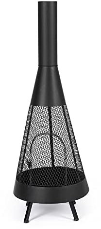 Decorspace Brasero haut de jardin « Efesto » porte bûches en acier verni moderne h 138