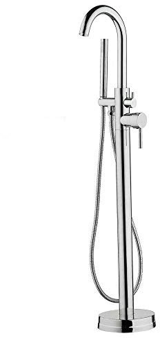 Rubinetto autoportante per vasca da bagno, miscelatore monocomando autoportante, montaggio a pavimento, rubinetto da bagno con doccetta cromata, hotel per la casa, bagno