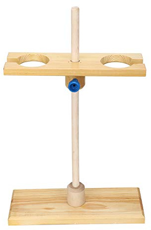 Qcwwy Supporto per Imbuto in Legno a 2 Fori con Altezza Regolabile per 2 Imbuti, Supporto per Storta per Imbuto in Legno Facile da Lavare in Legno Lucido per Laboratorio