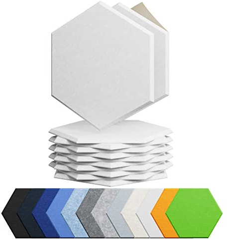 12 Pack Hexagon Acoustic Panels Self Adhesive Sound Proof Foam(Snow White)