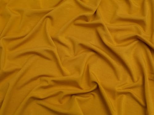 Tela de algodón de bambú con estampado liso ocre - por metro