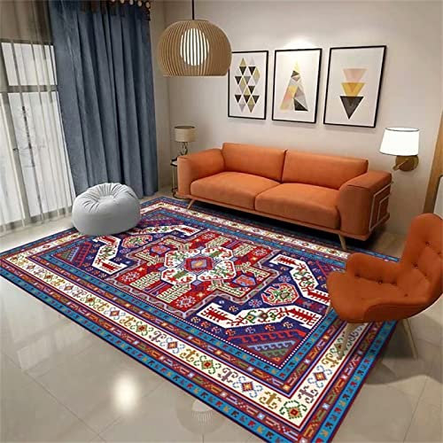 PHLCF Waschbarer Teppich Orientteppich Blau Esszimmer Schlafzimmer Wohnzimmer Sicher, Gesund Und Kein Eigengeruch Raumteppich 40X60cm