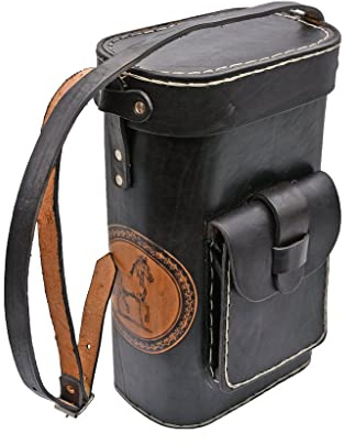 Generic - Bolsa de transporte Yerba Mate de cuero negro, 36.6 cm x 22.4 cm x 13.2 cm