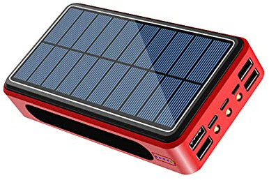 Batterie Externe Solaire Power Bank 50000mAh USB Chargeur Portable avec 4 Sorties 3 Entrées Charge Rapide Powerbank Camping Light,Red,161 * 81 * 33cm