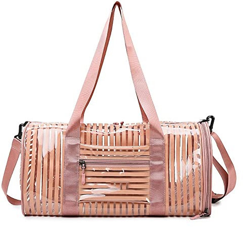 KLZUOPT Wanderrucksack, PVC, durchsichtig, wasserdicht, Sporttasche, Badetaschen, rund, Sport für Damen und Herren, transparent, zum Schwimmen, Strand, Pool, Fitnesstasche (Farbe: Weiß1)