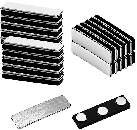 20st Namensschild Magnete, Stark Magneten Namensschild Magnete für Namensschild mit 3 Neodym Magneten für Ausweishalter (Schwarz)