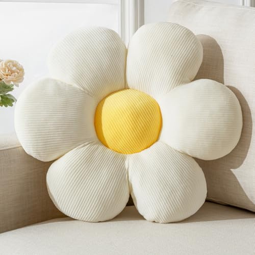 Vdoioe Flower Pillow, Cute Daisy Decorative Throw Pillow Cushion 15.75 White Home Decorative Pillows for Bed, Sofa, Couch