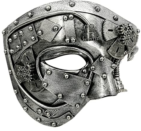 Fulenyi Masque vénitien - Masque Punk à Demi-Visage dans Un Style Steampunk Cool,Masque Punk Demi-Visage pour fête costumée d'halloween, fantôme des opéras, Mardi Gras