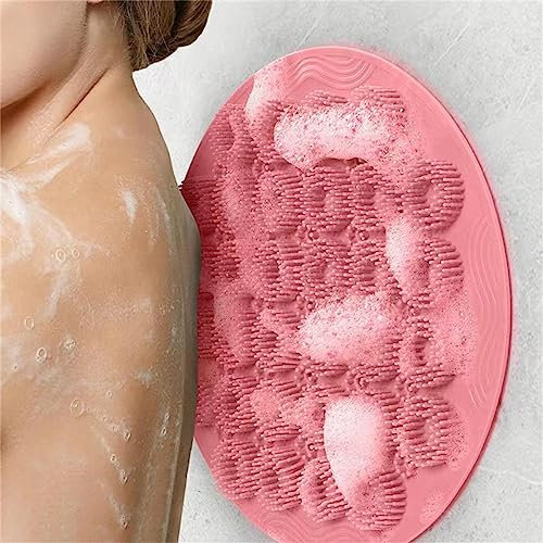 jUlenO Rose Nettoyeur de Dos Et Pieds Tapis de Brosse de Massage avec Antidérapant Ventouses exfoliant Brosse en Silicone Pieds Et Dos Douche
