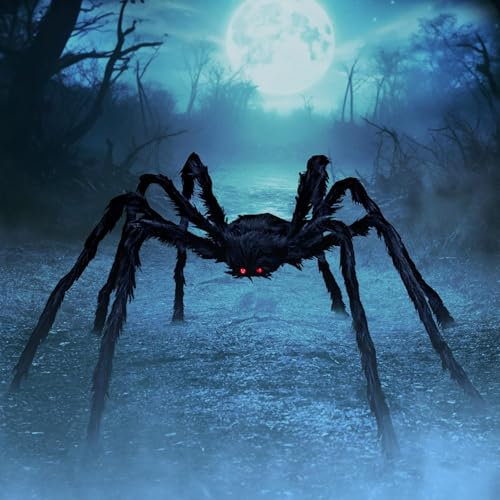 Ragno di Halloween,Halloween150 cm Ragno Peloso Gigante,Decorazione Ragno di Halloween,Ragno Gigante Finto,Ragno Peloso di Halloween,per Halloween Decorazione,Decorazione per Interni,Esterni e Cortili