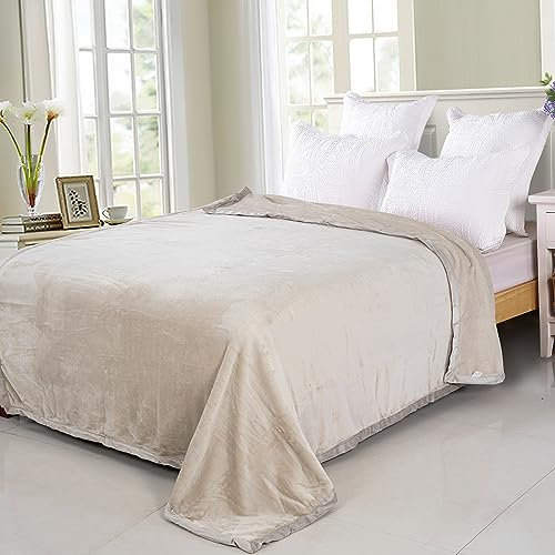 Couverture douillette unie en laine 150 x 200 cm - Différentes couleurs (beige)