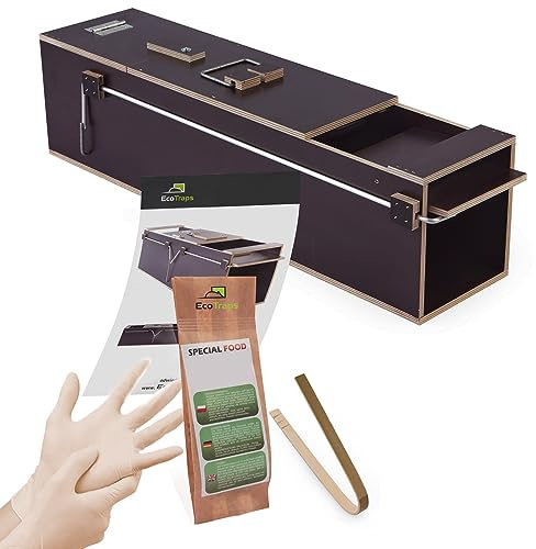 EcoTraps Marderfalle Lebendfalle 75cm - Wasserdicht Holz Marder Lockmittel Lebendfalle Ratte - Marderabwehr aus Marderfalle mit Zange, Folienhandschuhe, Köder und Gebrauchsanweisung