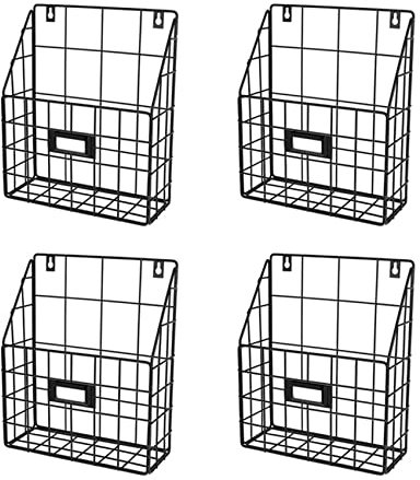 Bdfhjln 4 x Briefkorb aus Draht – Hängende Ordner/Dokumentenorganizer – wirtschaftliches und einfach zu installierendes Tablett für Büro zu Hause und mehr (1 Steckplatz)