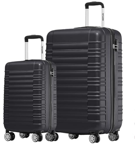 TRVLMORE Koffer & Trolleys - Koffer Set, Kofferset 2 Teilig, Handgepäck Koffer, Hartschalenkoffer Groß, Reisekoffer mit Rollen Groß - Trolley Handgepäck - Handgepäck Trolley 55x36x20 - Schwarz