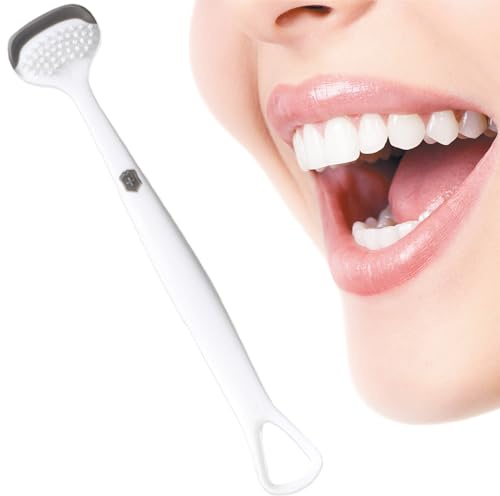 NDZEFAN double-headed tongue scraper, hard tongue scraper for adults, reduce bad breath tongue cleaner, suitable for adults and children's tongue cleaner (White)